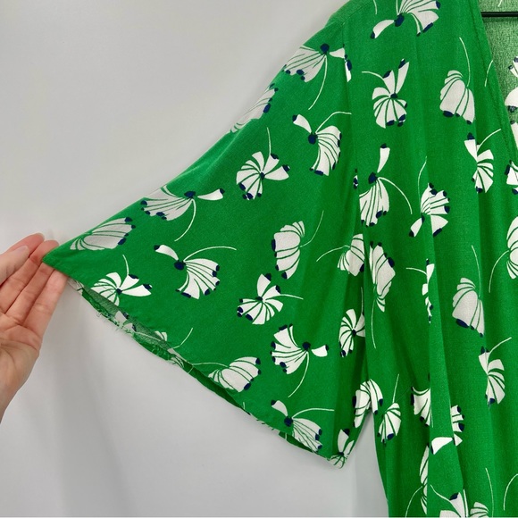 Eloquii Green Floral Print Layered Plus Size Wrap Dress 14 - Picture 10 of 13